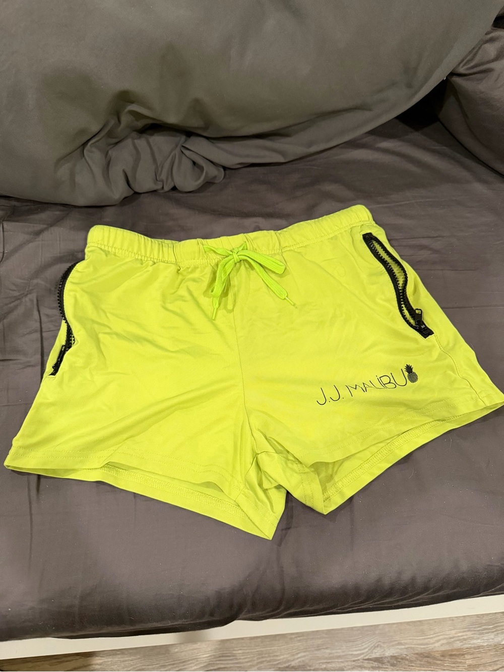 Malibu Neon Yellow Athletic Women's Shorts with Black Trim